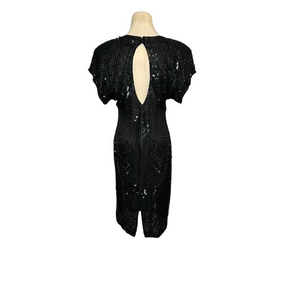 Barkha black sequin silk open back formal party dress size small - Picture 2 of 16